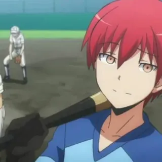🙂 Karma Akabane Assassination Classroom Anime, Beisebol, cabelo ruivo, Karma Akabane, Assassination Classroom telegram sticker
