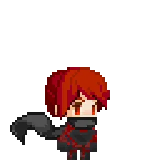 😎 pixel art, character, red hair, cloak, videogame telegram sticker