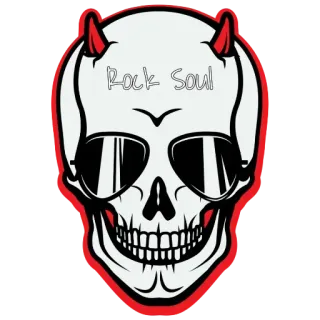 🤟 Rock Soul teschio, diavolo, corna, occhiali da sole, rock, soul telegram sticker
