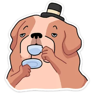 ☕ chien, boire, vin, chapeau, dessin animé, animal, animal de compagnie telegram sticker