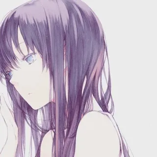🌨 Anime, Mädchen, lange Haare, lila Haare, Porträt whatsapp sticker