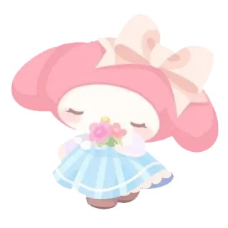 🌸 My Melody 산리오, 카와이, 귀여운, 캐릭터, 꽃, 드레스, 파스텔, 분홍색 whatsapp sticker