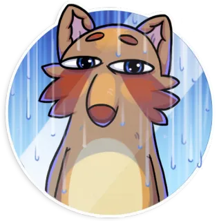 😕 binatang, anjing, berkeringat, kartun, stiker, ekspresi, khawatir, gugup telegram sticker