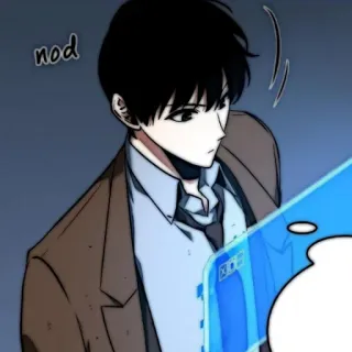 🗯 nod Anime, Manga, Retrato, Serio, Hombre telegram sticker