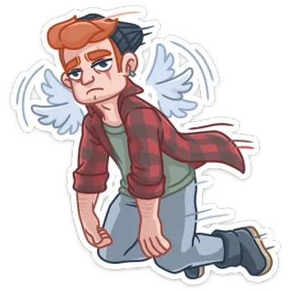 😕 uomo, ali, volare, flanella, cartone animato, emo, triste whatsapp sticker
