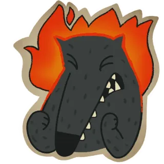 😡 wilk, zły, ogień, kreskówka, zwierzę, postać telegram sticker