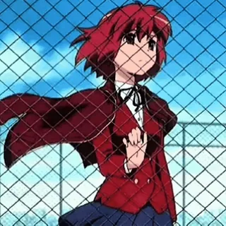 🐾 anime, pelo rojo, valla, uniforme escolar, chica telegram sticker