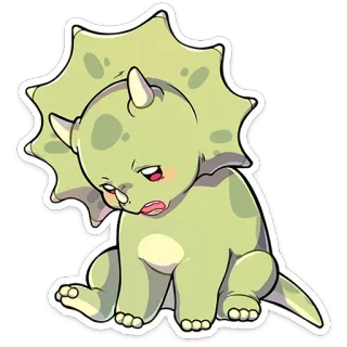 ⭐ dinosaure, tricératops, mignon, dessin animé, animal, autocollant telegram sticker