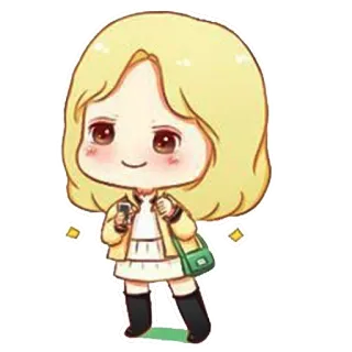 🙂 만화, 치비, 애니메이션, 여자, 귀여운, 금발 telegram sticker