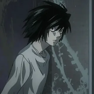 🍎 L Lawliet Death Note Anime, Mangá, Death Note, Detetive, Personagem, L telegram sticker