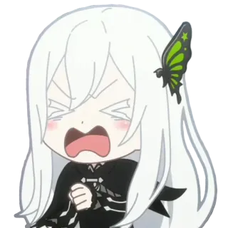 😫 Echidna Re:Zero Anime, Personaje, Equidna, Re:Zero, Bruja, Mariposa, Llorando whatsapp sticker