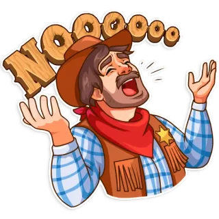 😩 NOooooo Cowboy, Shérif, Western, Dessin animé, Homme, Crier telegram sticker