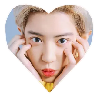 💛 corazón, K-pop, hombre, retrato, pelo rubio, persona, cara whatsapp sticker