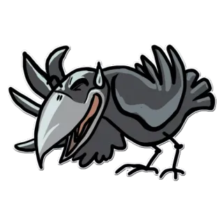 😅 птица, мультфильм, ворона, пот, животное telegram sticker
