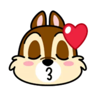 😘 Chip 卡通, 动物, 花栗鼠, 心, 爱, 亲吻 telegram sticker
