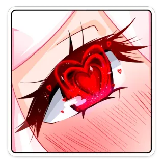 🥰 mắt, trái tim, đỏ, anime, hoạt hình, kawaii telegram sticker