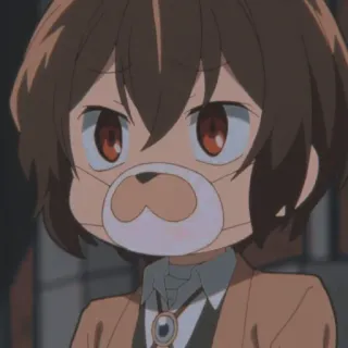 😇 Anime, Chibi, Mignon, Dessin animé, Osamu Dazai, Bungo Stray Dogs whatsapp sticker