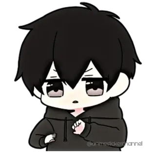 😨 anime, manga, character, cute, black hair, hoodie telegram sticker