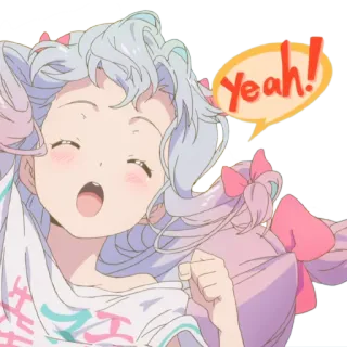 👩 Yeah! 动漫, 女孩, 快乐, 耶, 可爱 telegram sticker