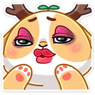 👄 pegatina, animal, dibujos animados, lindo, divertido, kawaii, perro, maquillaje telegram sticker