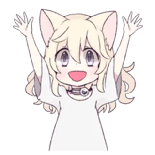 😄 Garota anime, Orelhas de gato, Kawaii, Fofo, Chibi telegram sticker