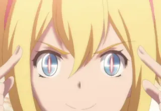 🙂 anime, girl, eyes, cute, blonde, fingers telegram sticker