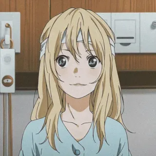 🩰 Kaori Miyazono Your Lie in April anime, personage, meisje, blond, ziekenhuis telegram sticker