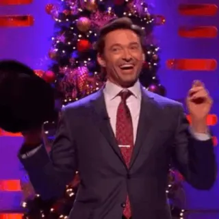 🎩 Hugh Jackman Hugh Jackman, actor, celebrity, Christmas, suit whatsapp sticker