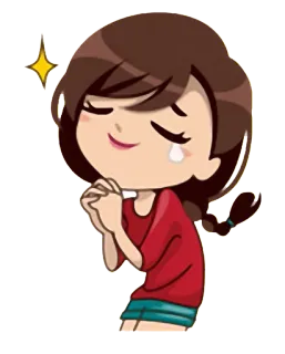 🙏 dibujo animado, chica, brillo, lágrima, suplicante whatsapp sticker