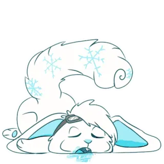 🤤 bunny, sleeping, cartoon, winter, snowflake, pilot goggles telegram sticker