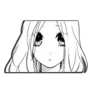 😶 Anime, Manga, Fille, Dessin animé, Yeux, Noir et blanc, Portrait telegram sticker