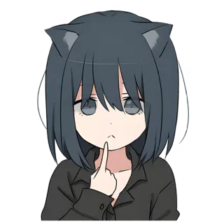 🤔 Cô gái anime, Tai mèo, Đang suy nghĩ, Dễ thương, Manga, Minh họa telegram sticker