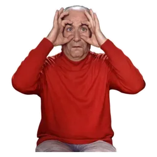 💆‍♂️ мужчина, лицо, глаза, смотрит, красная рубашка, выражение whatsapp sticker