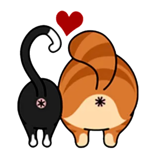 👍 коты, сердце, животные, попа, мультфильм whatsapp sticker
