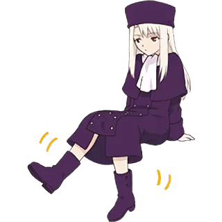 😒 Illyasviel von Einzbern Fate/stay night anime, illyasviel, fate, personnage, fille, assise telegram sticker