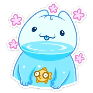 🌸 cute, cat, fish, cartoon, sticker, adorable whatsapp sticker