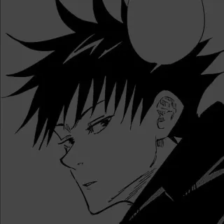 🗡️ Megumi Fushiguro Jujutsu Kaisen Мегуми Фушигуро, Jujutsu Kaisen, Аниме, Манга, Наклейка, Черно-белый telegram sticker