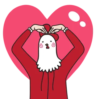 🥰 Huhn, Herz, Liebe, Geste, Tier, Cartoon telegram sticker