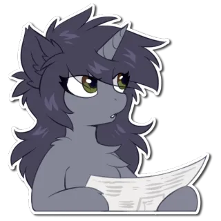 🤔 ステッカー, ポニー, ユニコーン, 新聞, 動物, 漫画 telegram sticker