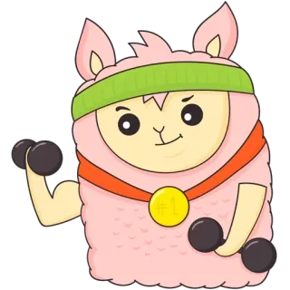 💪 lama, fitness, exercice, dessin animé, haltérophilie, gym, animal, haltère telegram sticker