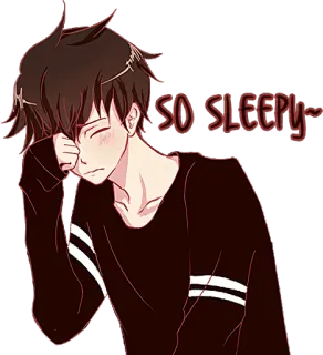 😴 SO SLEEPY~ assonnato, anime, stanco, cartone animato, ragazzo telegram sticker