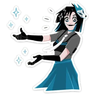 💁‍♂️ anime, girl, fox mask, character, sparkles, sticker telegram sticker
