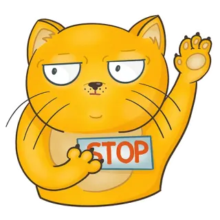 🙅‍♀️ STOP cat, stop, warning, animal, cartoon, domestic animal whatsapp sticker