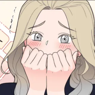 😩 femme, gênée, fille, dessin animé, anime, rougissant, mignon telegram sticker