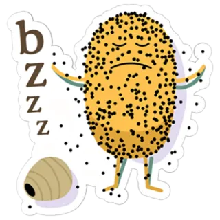 😣 bzzz sleepy, bee, honey, tired, sticker, cartoon telegram sticker
