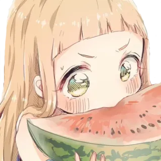 😝 Ragazza anime, Anguria, Mangiare, Carino, Kawaii, Adesivo, Manga telegram sticker
