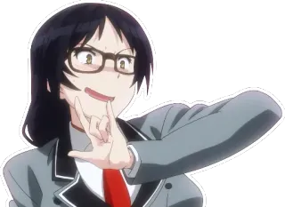 😧 anime, girl, glasses, school uniform whatsapp sticker