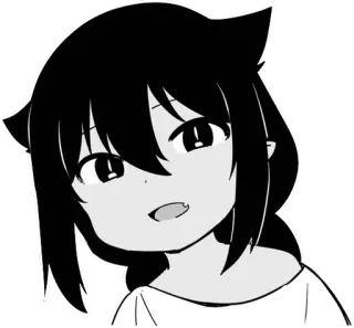 😅 Anime, Manga, Chica, Personaje, Dibujos animados, Lindo, Blanco y negro telegram sticker