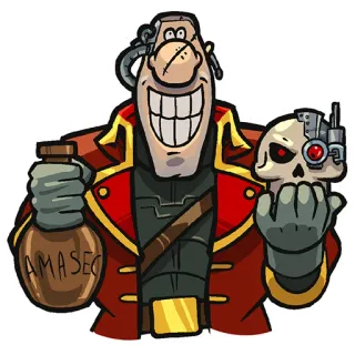 😉 AMASEC Cartoon, Schädel, Flasche, Cyborg, Amasec telegram sticker