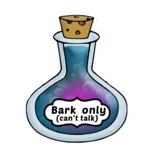 🐶 Bark only (can't talk) potion, magic, transformation, bark, dog, fantasy telegram sticker